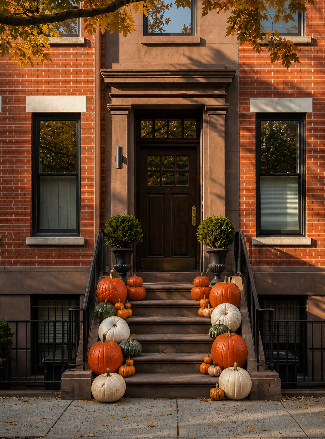 Package 3 petite pumpkin display NYC brownstone stoop