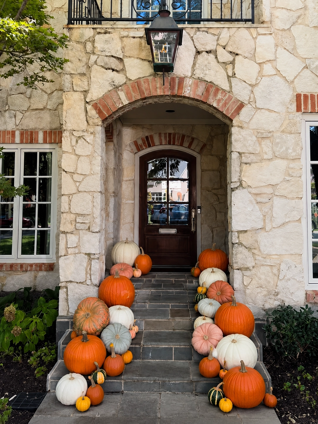 Rockland porch with pumpkins